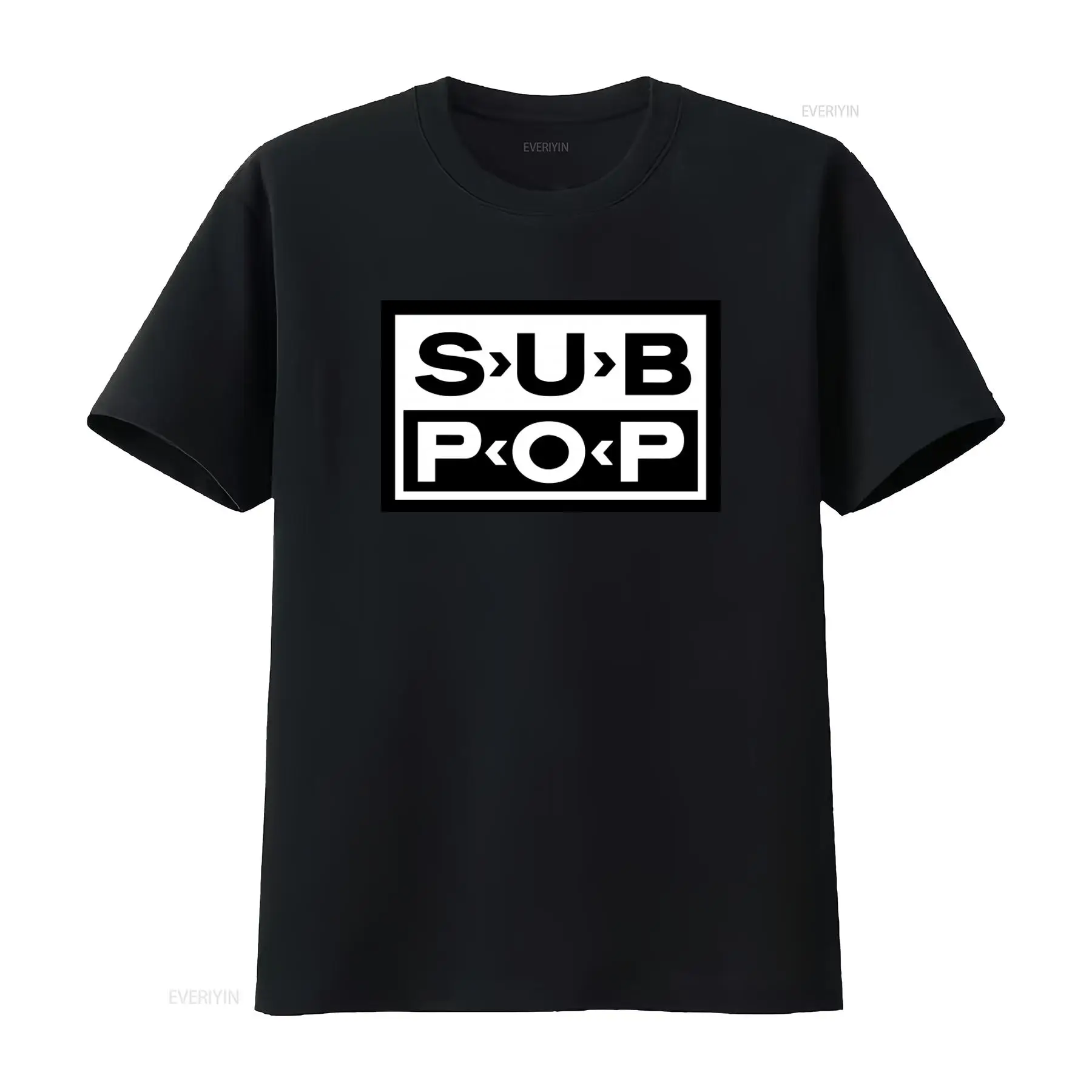 Vintage Fashion Jersey - เสื้อยืดโลโก้ Sub Pop สีดำ พิมพ์ลายสีขาว สไตล์เรโทร